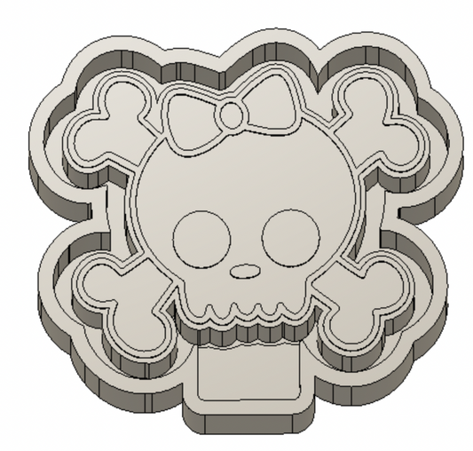 Skull with bow Freshie Mold