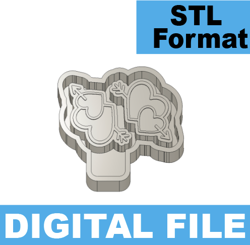 Double Heart with arrow Freshie STL FILE