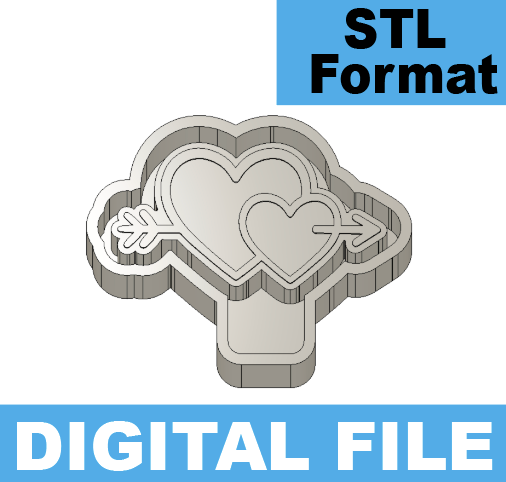 Double Heart with arrow Freshie STL FILE