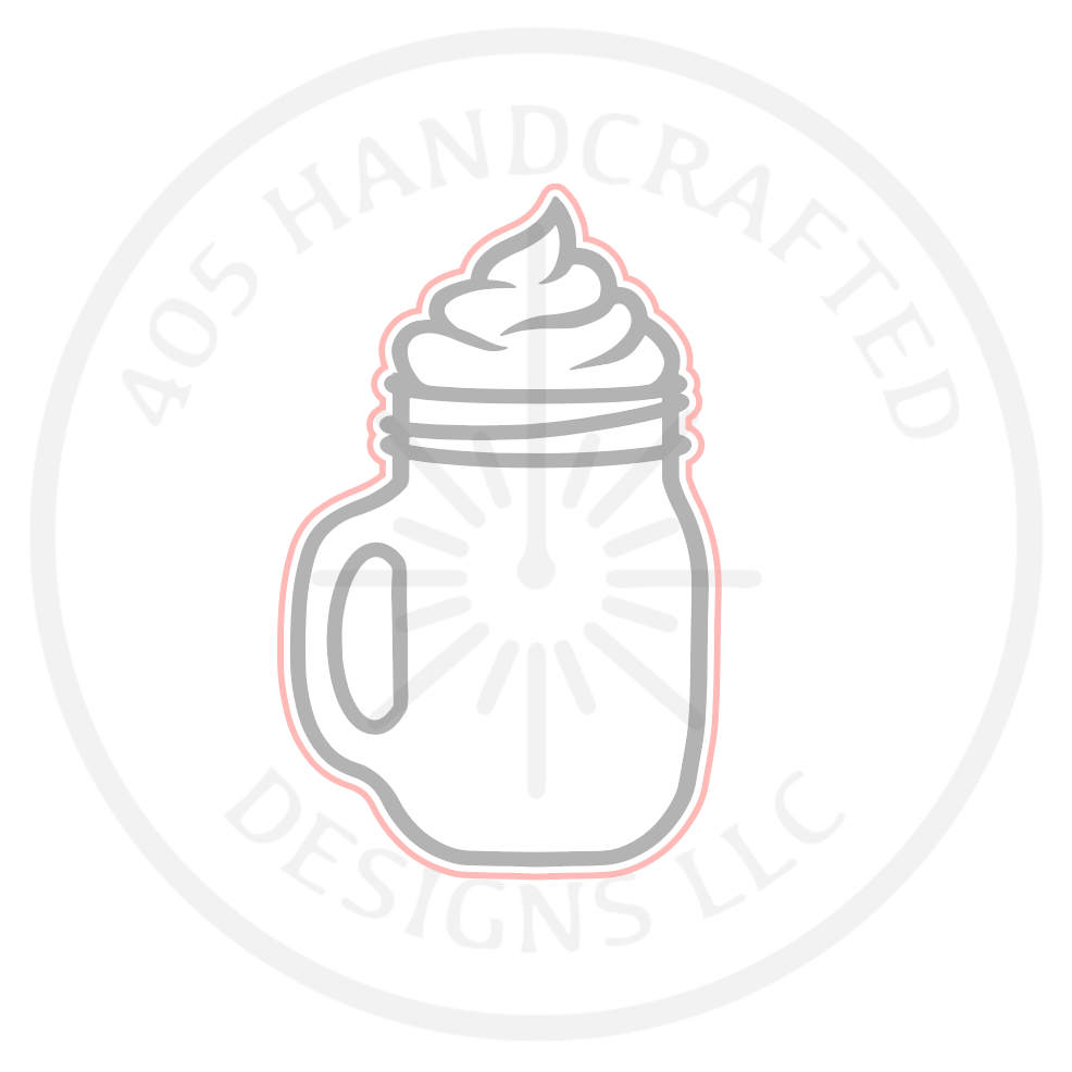 Mason Jar Cup with Whip  SVG FILE